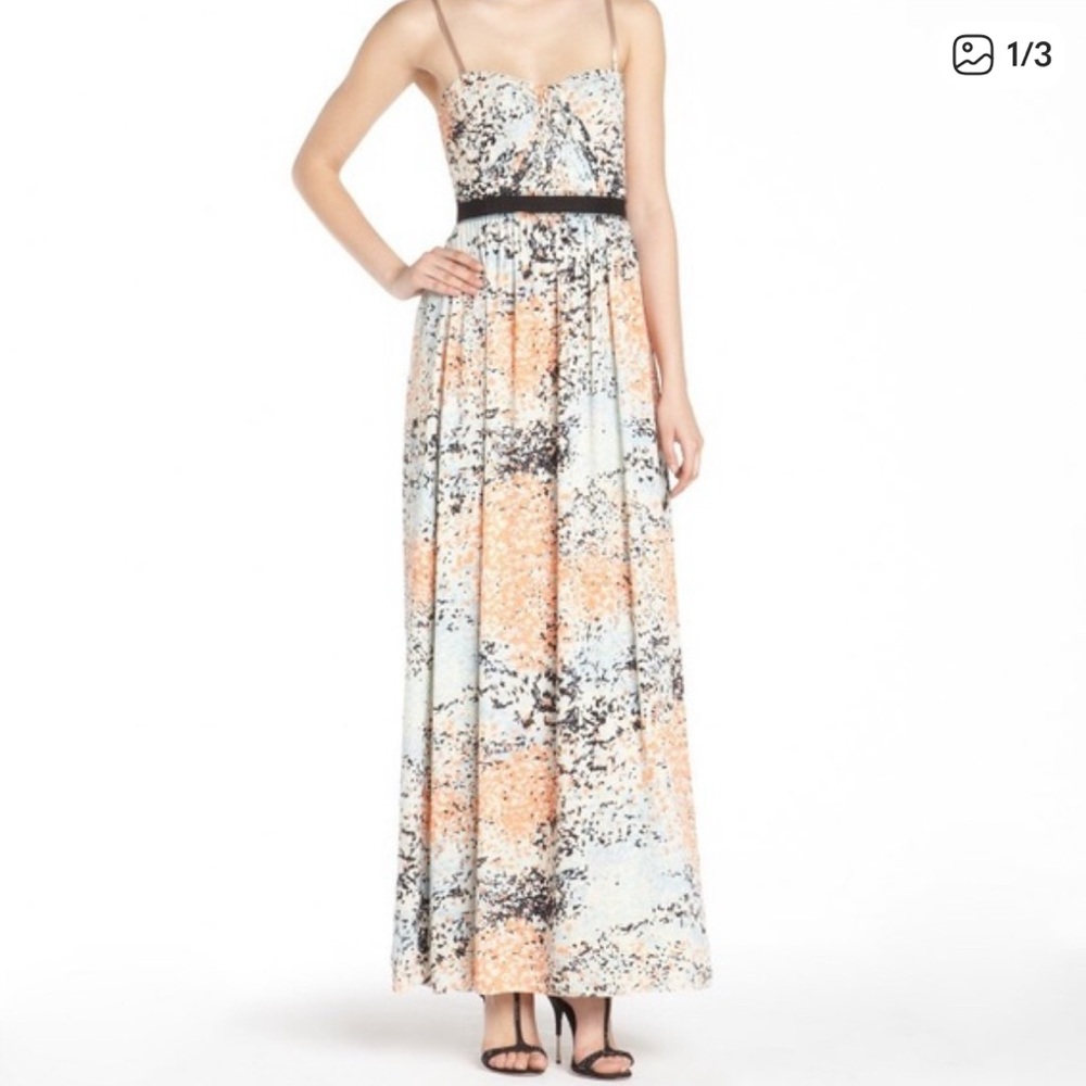 BCBGMaxAzria Peach and Black Maxi Dress